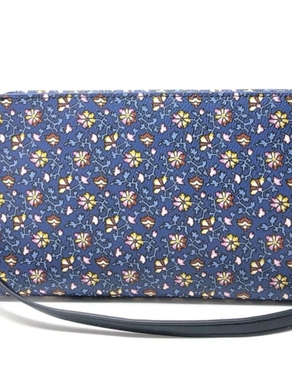 Authentic Tory Burch Kerrington blue floral Wallet Crossbody convertible clutch
